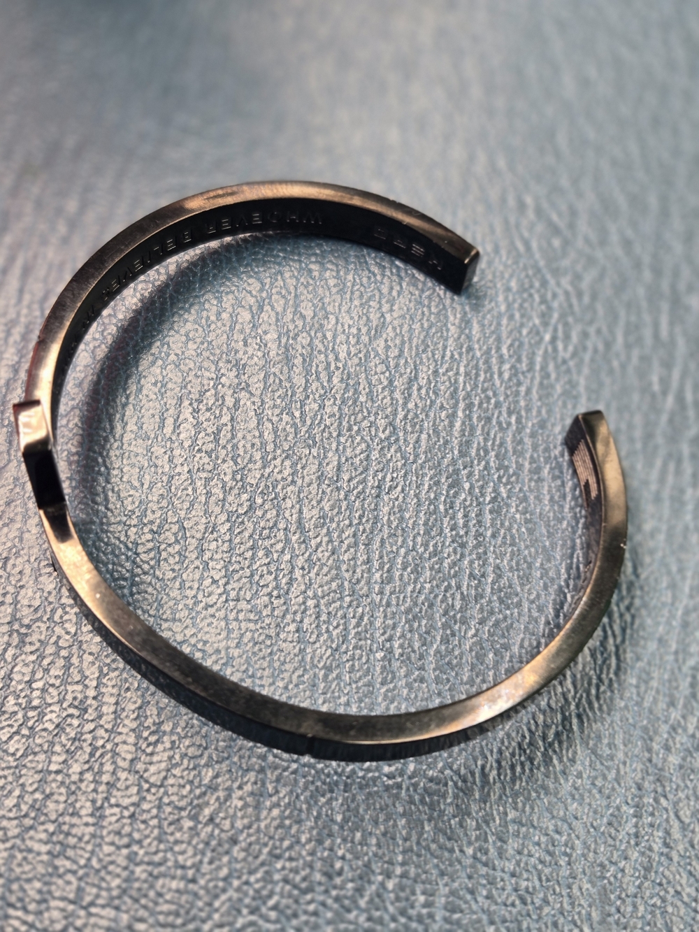 Men's Black Metal Cuff Bracelet - Minimalist Open Bangle